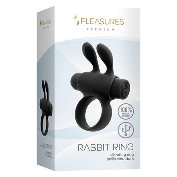 Cock Ring S Pleasures Rabbit Black